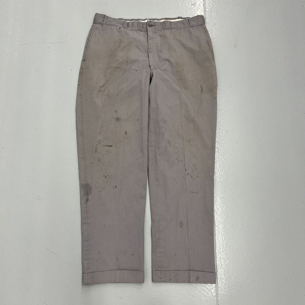 Vintage 60s Red Camel Grey Paint Workwear Chinos 38x30